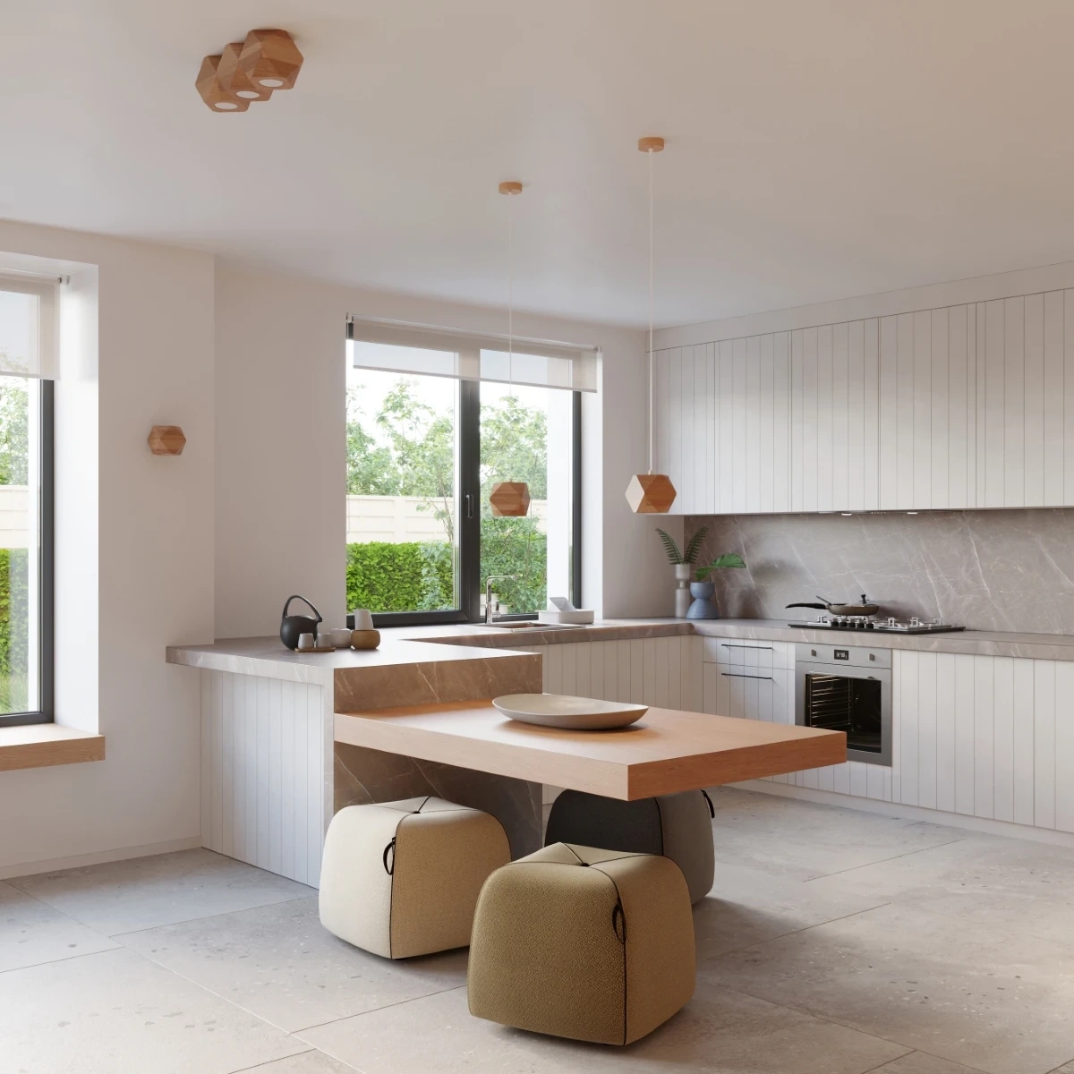 Plafonnier WOODY 3 en bois naturel