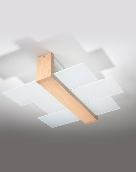 Plafond FENIKS 2 bois naturels + 2x ampoule LED E27 4000K Froid 7.5W 650lm