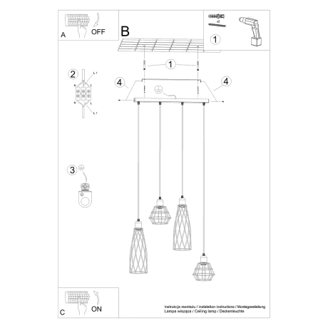 Lampe suspendue SUBA 4L noir