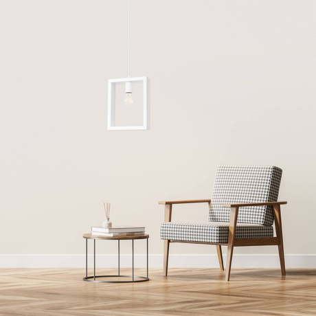 Lampe suspendue ARIES blanche + 1x ampoule LED E27 4000K froide 7,5W 690lm