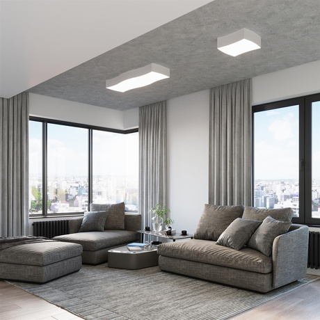 Plafond SQUARE 1 blanc + 2x ampoule LED E27 4000K Froid 7.5W 650lm