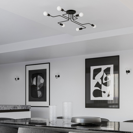 Lustre VECTOR 8 noir + 8x ampoule LED E27 3000K Warm 7.5W 620lm