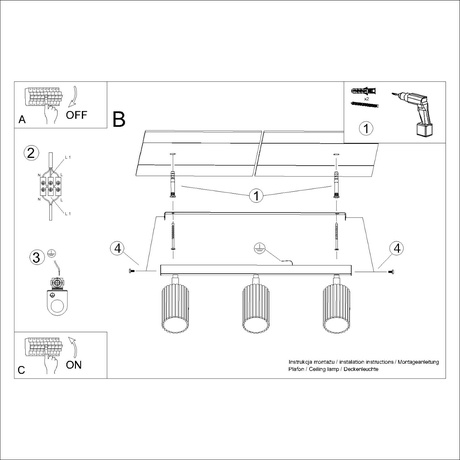 Plafonnier KARBON 3L vert olive