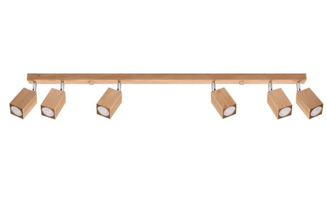 Plafond KEKE 6 chêne + 6x ampoule LED GU-10 4000K Froid 7W 630lm