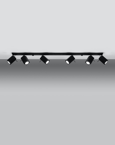 Plafond MERIDA 6L noir + 6x ampoule LED GU-10 3000K Warm 7W 620lm