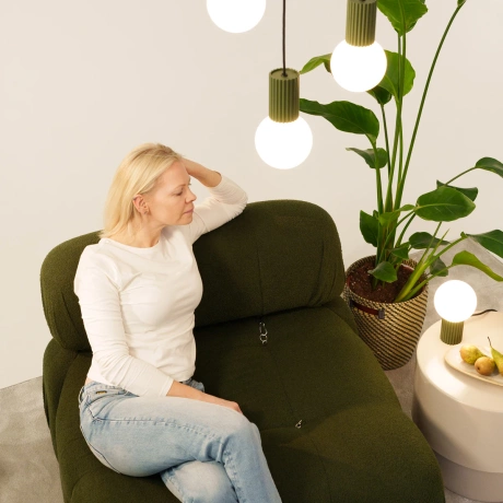 Lampe pendante HALO 3P vert olive