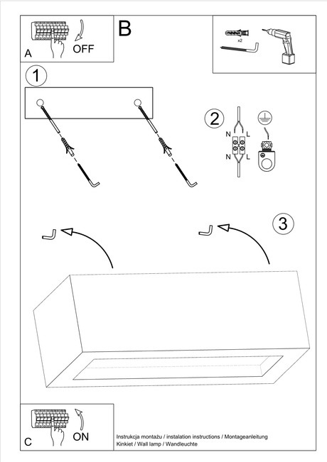 Applique VEGA 30 béton + 1x ampoule LED E27 4000K Cold 7.5W 650lm