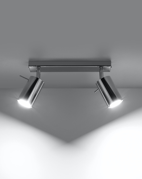 Plafond RING 2 chrome + 2x ampoule LED GU-10 3000K Warm 7W 620lm