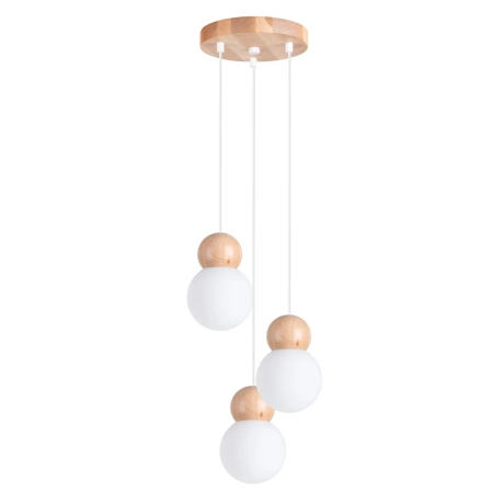 Lampe suspendue PEKKA 3P blanc/bois naturel