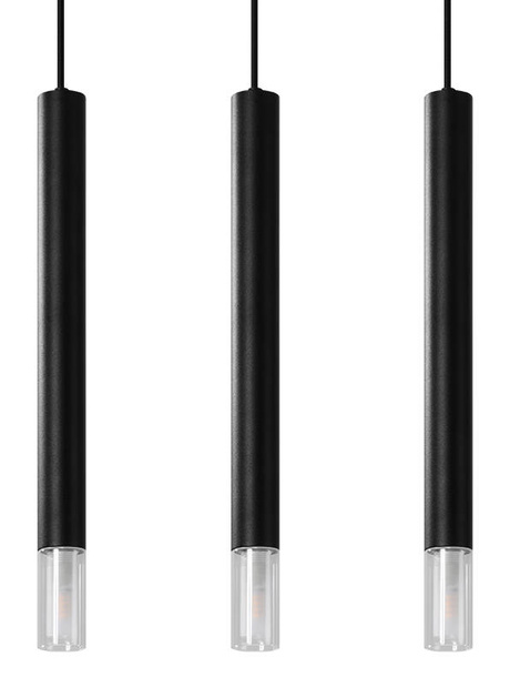 WEZYR 3 lampes suspendues noires + 3x ampoules LED G9 3000K Warm 4,5W 510lm