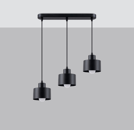 SAVAR 3 lampe suspendue noire + 3x ampoule LED E27 3000K Warm 7,5W 620lm