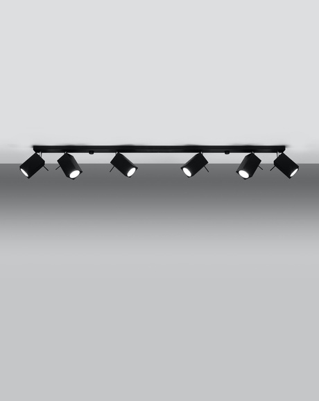 Plafond MERIDA 6L noir + 6x ampoule LED GU-10 3000K Warm 7W 620lm
