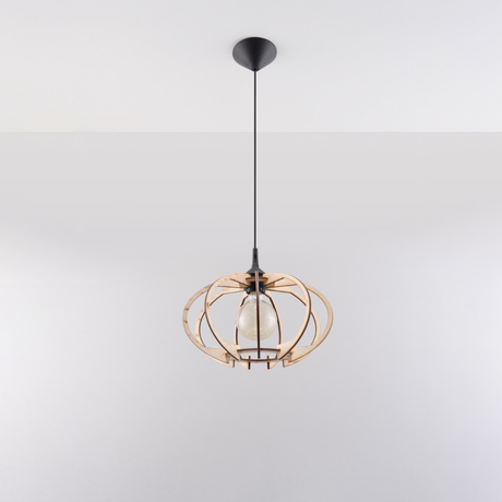 Lampe suspendue MANDELINO en bois naturel