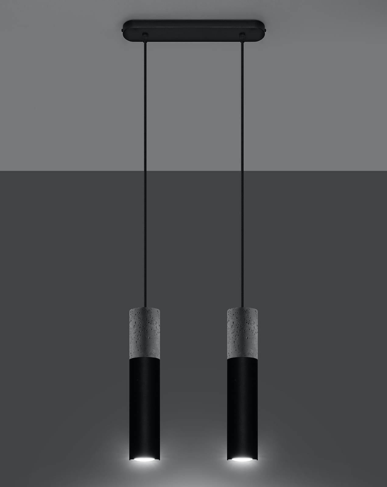 Lampe suspendue BORGIO 2 noir + 2x ampoule LED GU-10 4000K Froid 7W 630lm