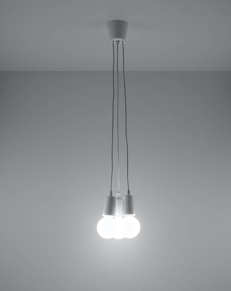 DIEGO 3 lampe suspendue blanche + 3x ampoule LED E27 3000K Warm 7,5W 620lm