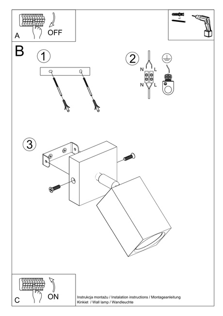 Applique KEKE oak + 1x ampoule LED GU-10 3000K Warm 7W 620lm