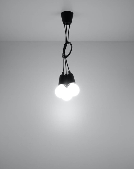 DIEGO 3 lampe suspendue noire + 3x ampoule LED E27 3000K Warm 7,5W 620lm