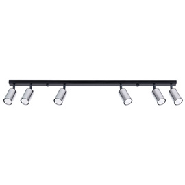 Plafond WINX 6L noir/chrome + 6x ampoule LED GU-10 3000K Warm 7W 510lm