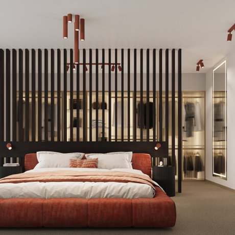 Plafonnier KARBON 4 rouge ocre