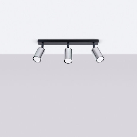 Plafond WINX 3 noir/chrome + 3x ampoule LED GU-10 3000K Warm 7W 510lm