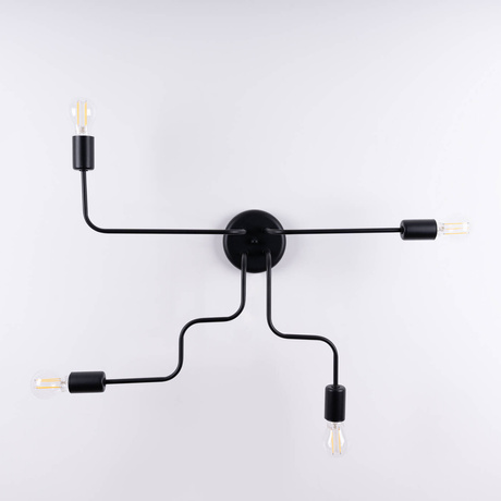 Lustre VECTOR 4 noir + 4X ampoule LED E27 3000K 7W 760lm