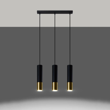 Lampe suspendue LOOPEZ 3L noir/doré
