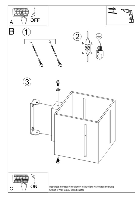 Applique PIXAR grise + 1x ampoule LED G9 4000K froide 4.5W 530lm