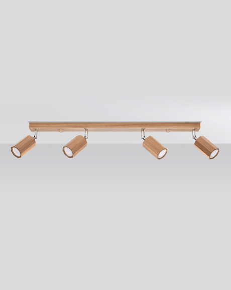 Plafond ZEKE 4 chêne + 4x ampoule LED GU-10 3000K Warm 7W 620lm