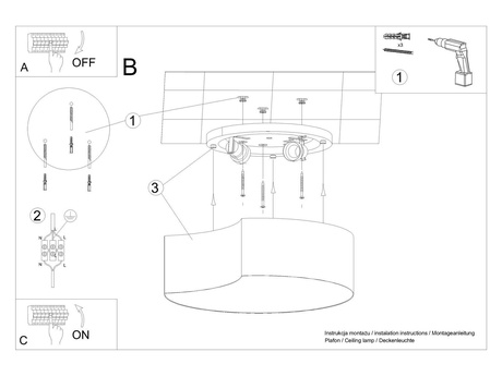 Plafond CIRCLE 1 blanc + 2x ampoule LED E27 4000K Froid 7.5W 650lm