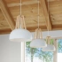Lampe pendante CASCO blanc/bois naturel