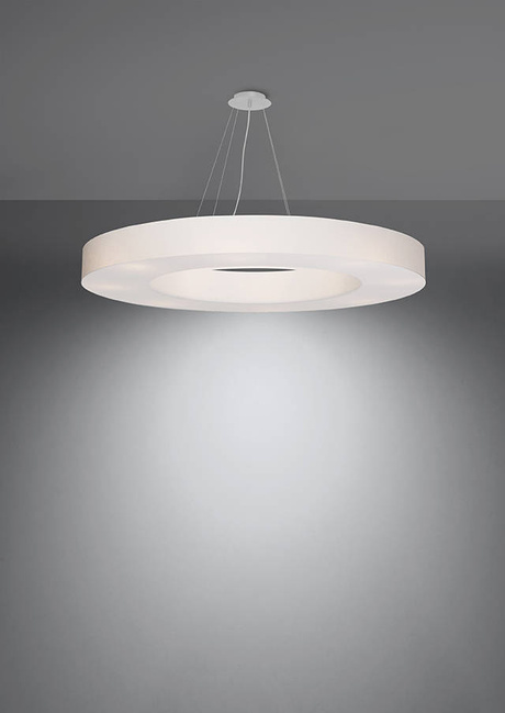Lustre SATURNO SLIM 90 blanc + 8x ampoule LED E27 3000K Warm 7.5W 620lm