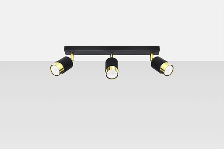 Plafond NERO 3 noir/or + 3x ampoule LED GU-10 3000K Warm 7W 620lm