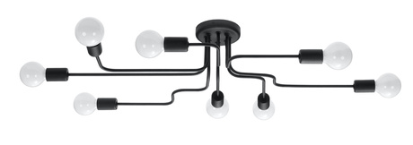 Lustre VECTOR 8 noir + 8x ampoule LED E27 3000K Warm 7.5W 620lm