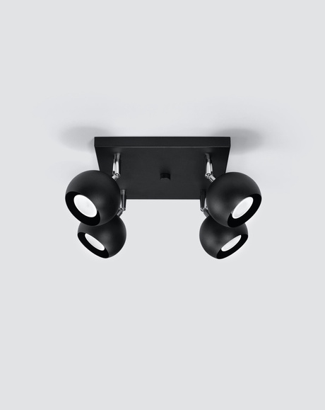 Plafond OCULARE 4 noir + 4x ampoule LED GU-10 3000K Warm 7W 620lm