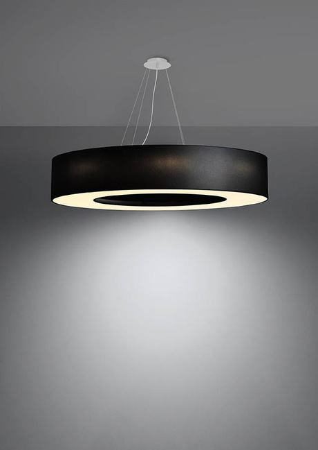 Lustre SATURNO 90 noir + 8x ampoule LED E27 3000K Warm 7.5W 620lm
