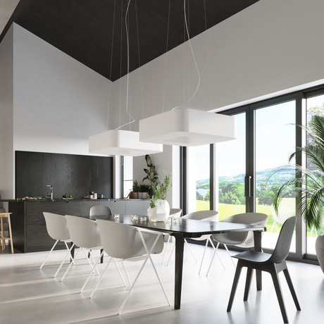 URANO 60 lustre blanc + 8x ampoule LED E27 3000K Warm 7.5W 620lm