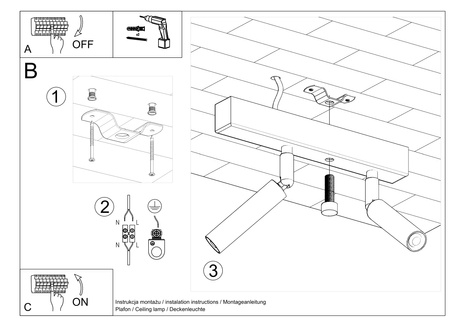 Plafond EYETECH 2 noir + 2x ampoule LED G9 4000K Cold 4.5W 530lm