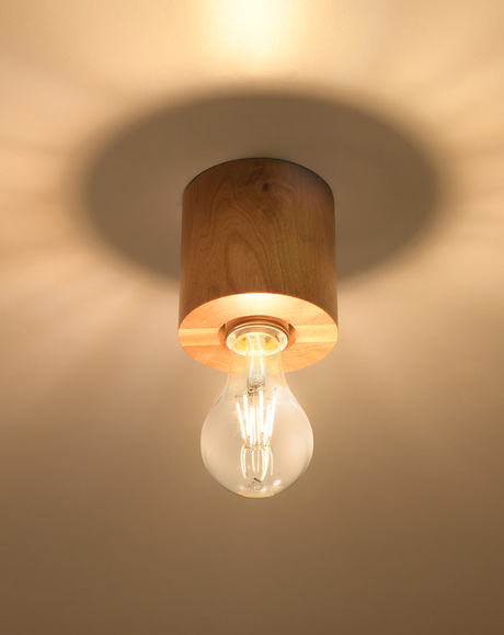 Plafond SALGADO bois naturel +1x Ampoule LED E27 4000K Froid 7.5W 650lm