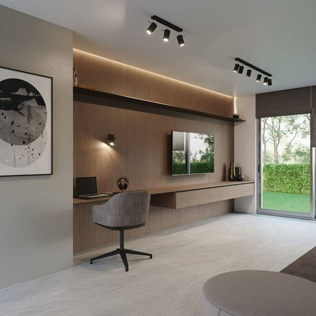 Plafond RING 4 noir + 4x ampoule LED GU-10 4000K Froid 7W 630lm