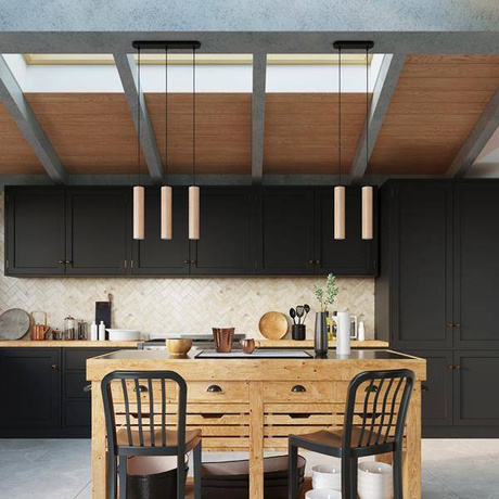 LINO Lampe suspendue 3P bois naturel + 3x LED GU-10 4000K Froid 7W 630lm ampoule