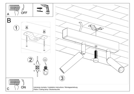 Plafond EYETECH 2 blanc + 2x ampoule LED G9 3000K Warm 4.5W 510lm