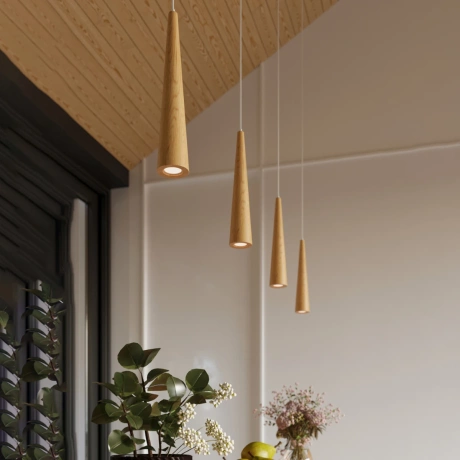 Lampe suspendue SULA 1 en bois naturel