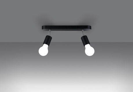 Plafond FORNES 2 noir + 2x ampoule LED E27 3000K Warm 7.5W 620lm