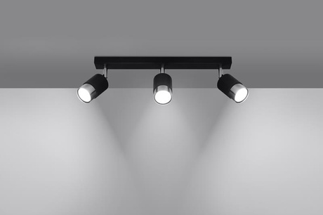 Plafond NERO 3 noir/chrome + 3x ampoule LED GU-10 4000K froid 7W 630lm