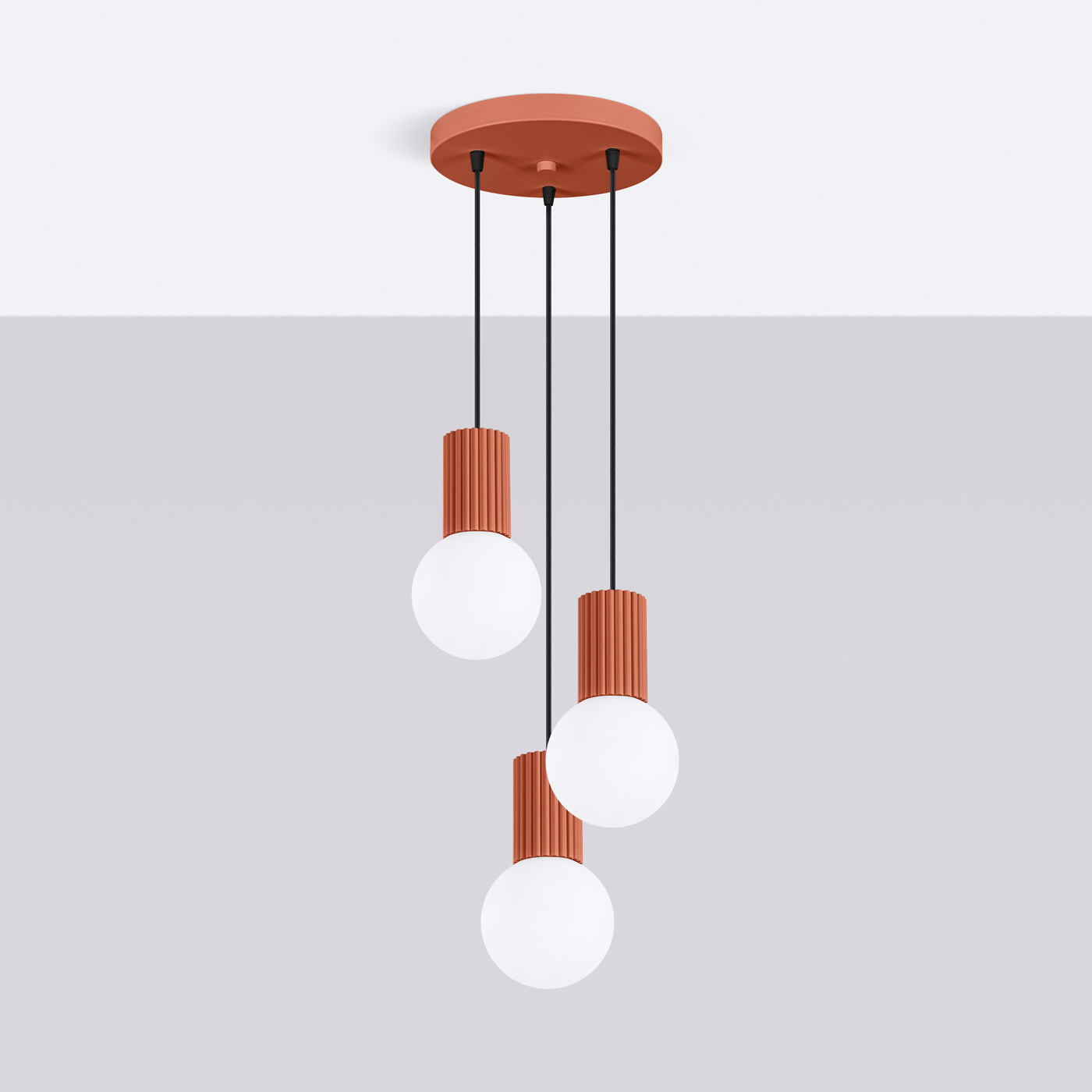 Lampe suspendue HALO 3P rouge ochra