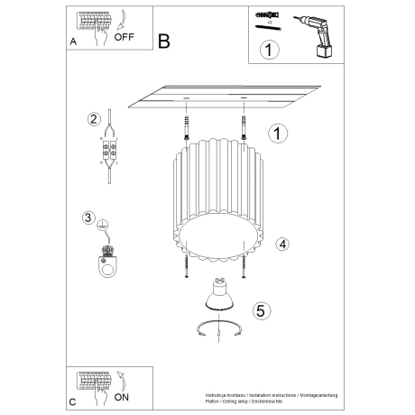 Plafonnier AURA 1 rouge ochra GU10