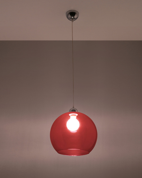 Lampe suspendue BALL rouge + 1x ampoule LED E27 4000K froide 7,5W 650lm