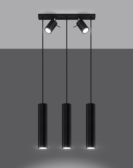 Lampe suspendue RING 3 noir + 5x ampoule LED GU-10 4000K Froid 7W 630lm