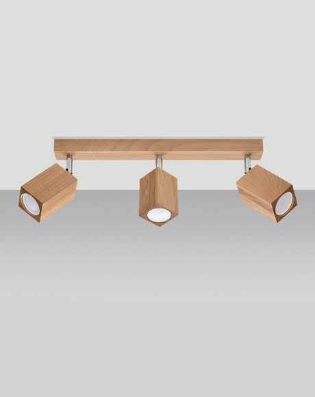Plafond KEKE 3 chêne + 3x ampoule LED GU-10 3000K Warm 7W 620lm