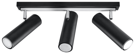 Plafond DIREZIONE 3 noir + 3x ampoule LED GU-10 4000K froid 7W 630lm